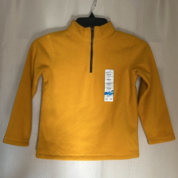 Boy M(5/6) Jumping Beans Gold Supper Soft Fleece Sweatshirt 1/4 zipper. NEW - Picture 1 of 6